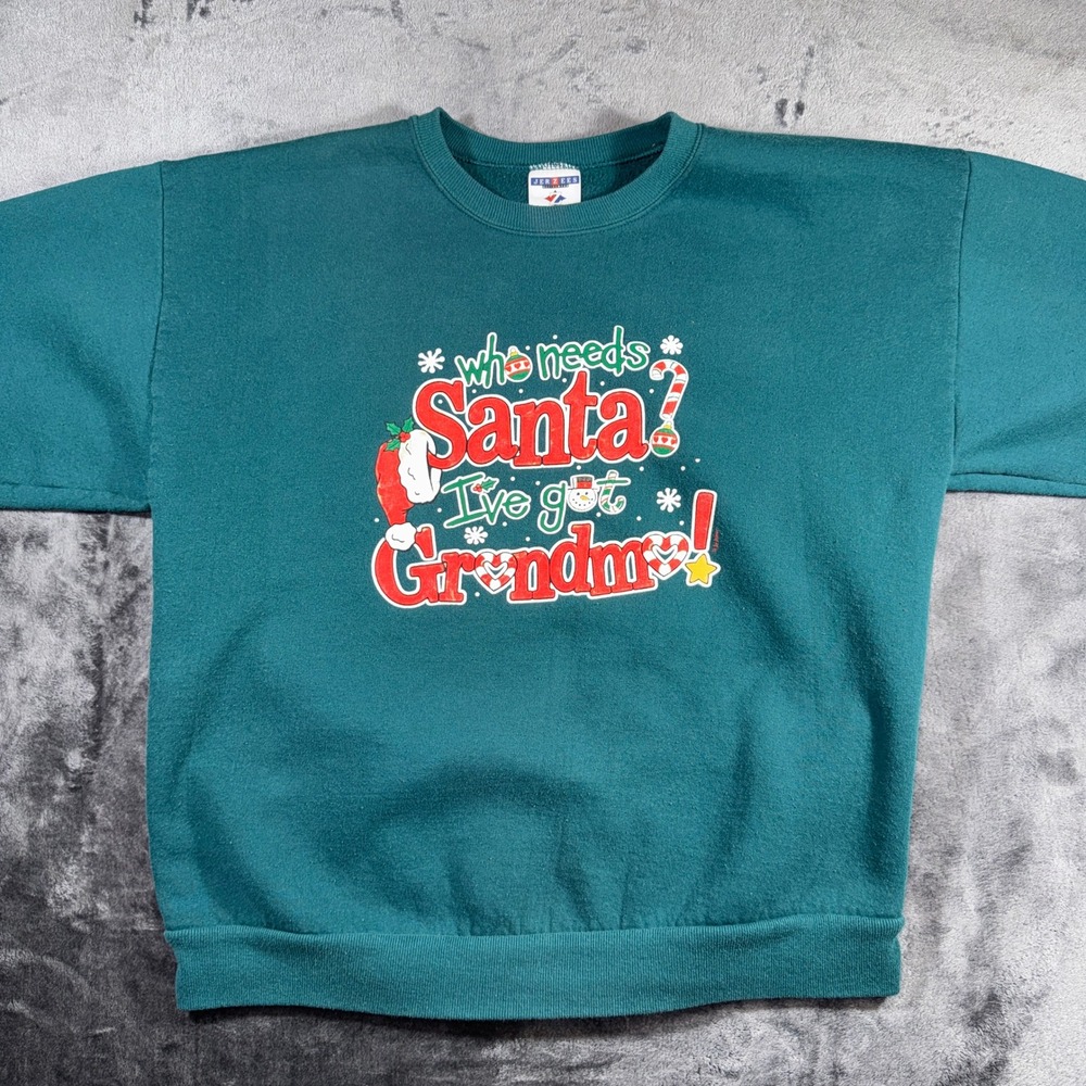 Vintage Jerzees NuBlend Christmas Sweatshirt Who Needs Santa I Got Grandma XL